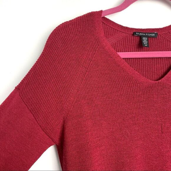 Eileen Fisher Wool V-Neck Long Sleeve Sweater Sz Small - Picture 3 of 11